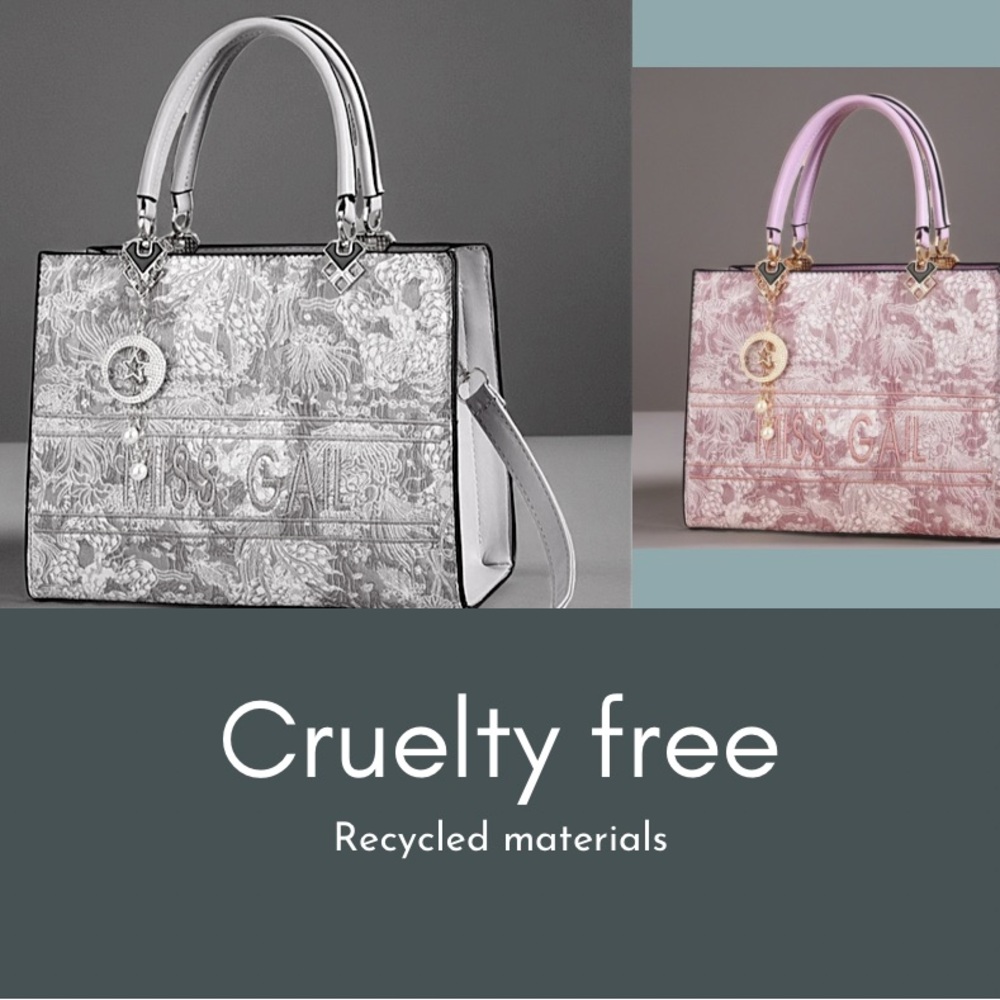 Elegant Silver and Pink Handbag cruelty free
